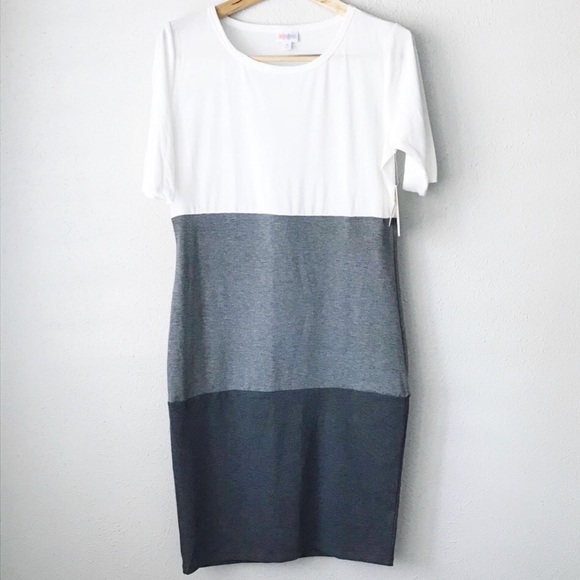 LuLaRoe Dresses & Skirts - LULAROE Colorblock Julia Dress White Gray 3X
